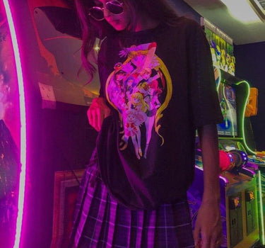 Sailor Moon Oversized Tee (T-shirt) Oversized T-shirt Burger Bae FreeSize Black 