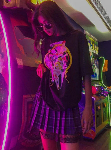 Sailor Moon Oversized Tee (T-shirt) Oversized T-shirt Burger Bae FreeSize Black 