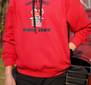 Santa Goes Down Hoodie For Men Hoodies Burger Bae 