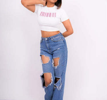 Scan Me - Burger Bae Round Neck Crop Baby Tee - BurgerBae