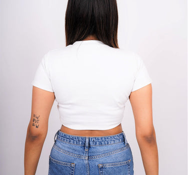 Scan Me - Burger Bae Round Neck Crop Baby Tee - BurgerBae