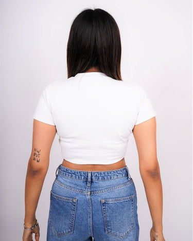 Scan Me - Burger Bae Round Neck Crop Baby Tee - BurgerBae