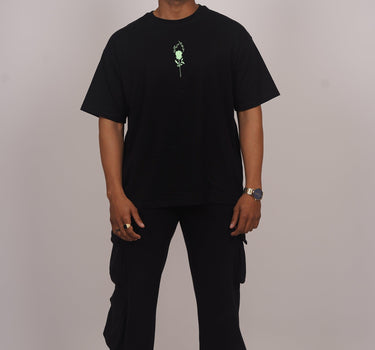 School Kills Artist (Green Glow) Drop-Sleeved Tee (T-shirt) - BurgerBae