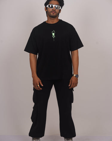 School Kills Artist (Green Glow) Drop-Sleeved Tee (T-shirt) - BurgerBae