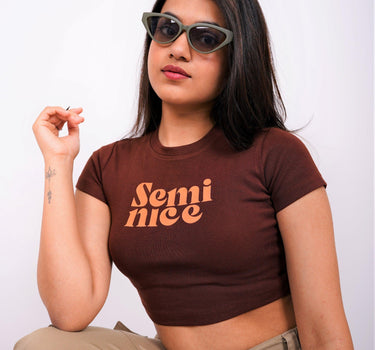 Semi Nice - Burger Bae Round Neck Crop Baby Tee - BurgerBae