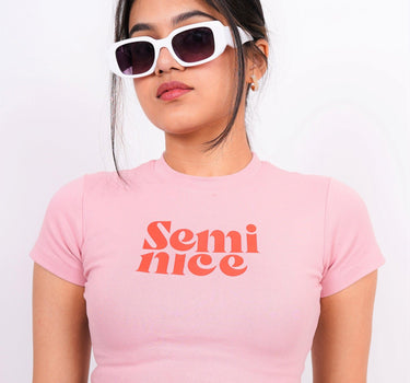 Semi Nice - Burger Bae Round Neck Crop Baby Tee - BurgerBae