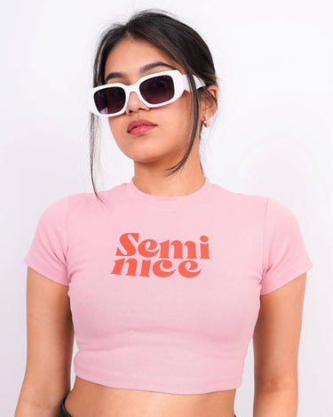 Semi Nice - Burger Bae Round Neck Crop Baby Tee - BurgerBae