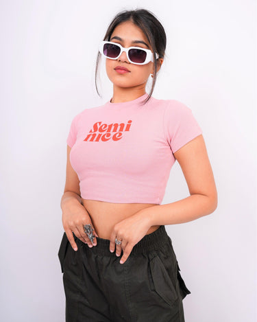 Semi Nice - Burger Bae Round Neck Crop Baby Tee - BurgerBae