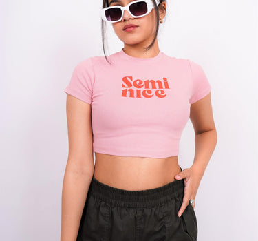 Semi Nice - Burger Bae Round Neck Crop Baby Tee - BurgerBae