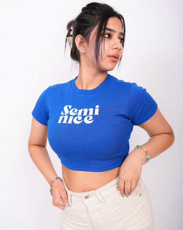 Semi Nice - Burger Bae Round Neck Crop Baby Tee - BurgerBae