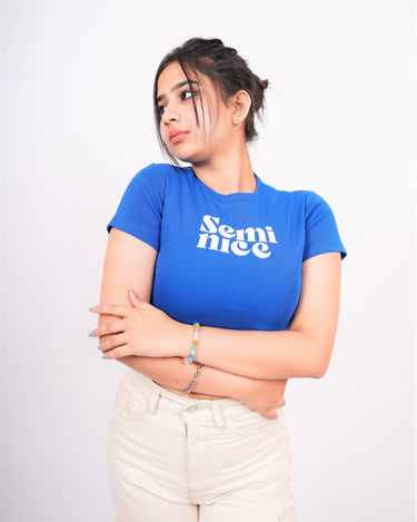 Semi Nice - Burger Bae Round Neck Crop Baby Tee - BurgerBae