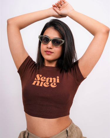 Semi Nice - Burger Bae Round Neck Crop Baby Tee - BurgerBae