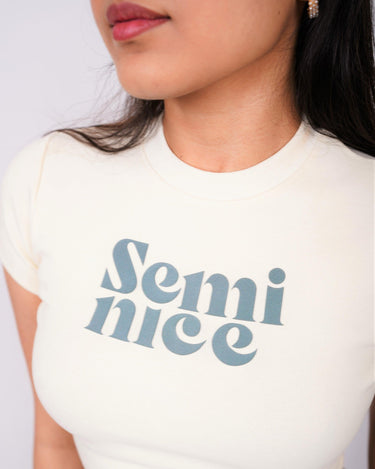Semi Nice - Burger Bae Round Neck Crop Baby Tee - BurgerBae