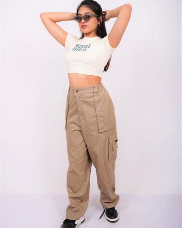 Semi Nice - Burger Bae Round Neck Crop Baby Tee - BurgerBae