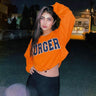 Signature Big Logo Burger Knot Crop Sweatshirt Sweatshirt Burger Bae Free Size Bright Orange 