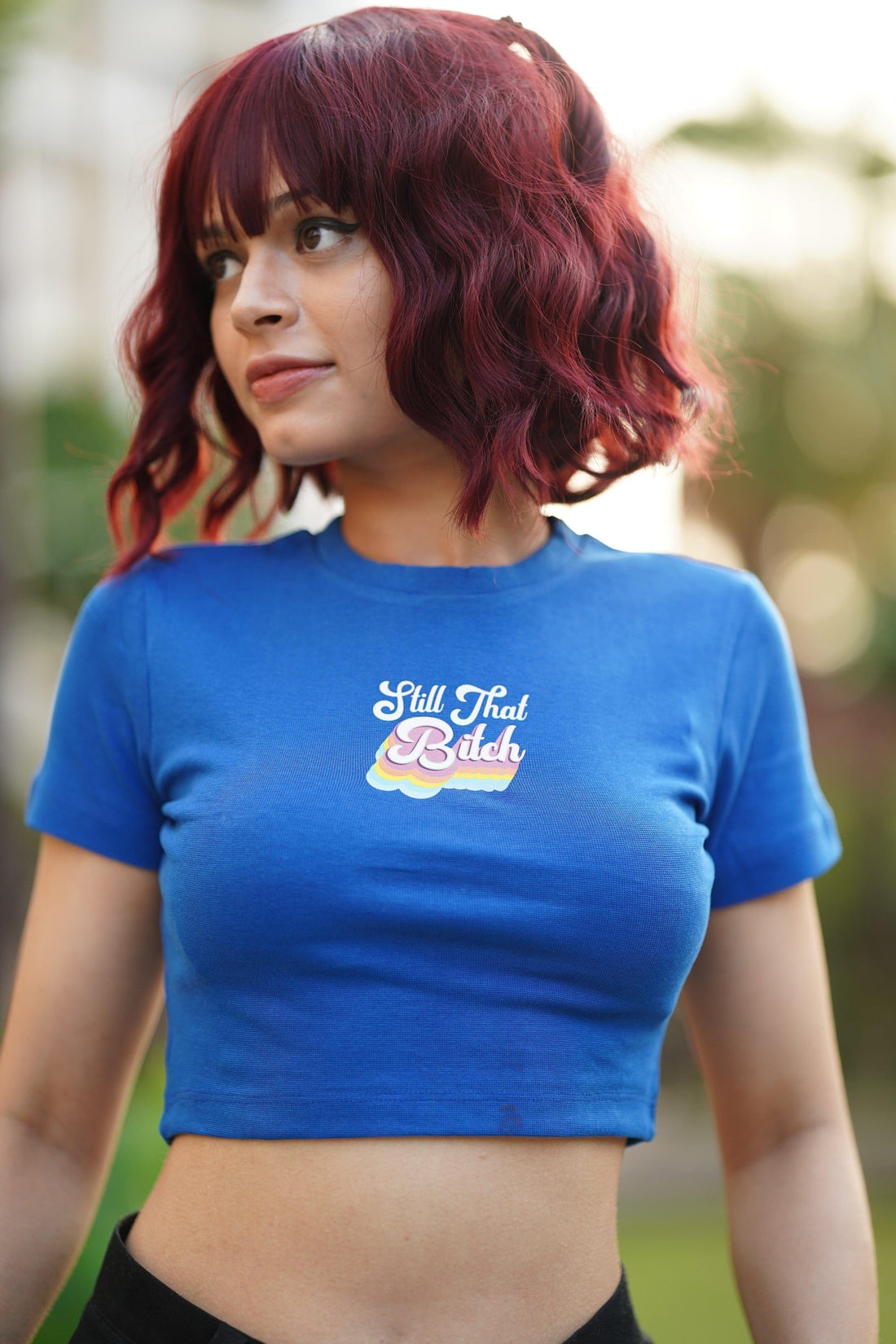 Still That Bitch - Baby Tee (T-shirt) Tops Burger Bae XS Cobalt Blue 