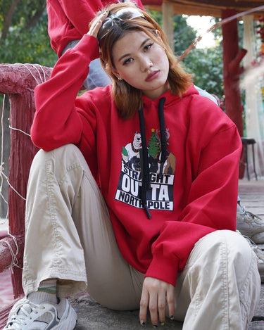 Straight Outta Northopole Hoodie For Women Sweatshirt Burger Bae S Red 