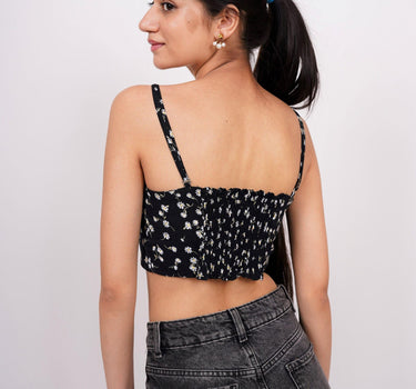 Strappy V neck Flower print Crop Nicole Bralette - BurgerBae