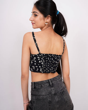 Strappy V neck Flower print Crop Nicole Bralette - BurgerBae
