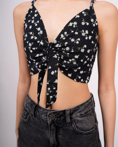Strappy V neck Flower print Crop Nicole Bralette - BurgerBae