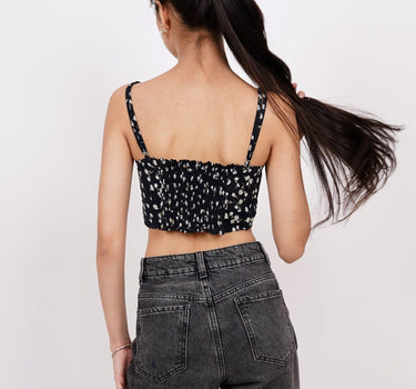 Strappy V neck Flower print Crop Nicole Bralette - BurgerBae