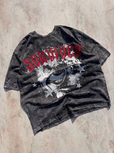 Lone Survivor Acid Wash Drop Sleeved Tee for Men & Women