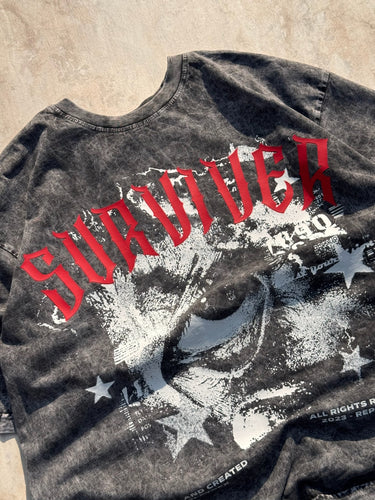 Lone Survivor Acid Wash Drop Sleeved Tee for Men & Women