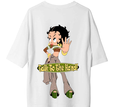 Betty Boop Talk To The Hand : Burger Bae Oversized  Tee For Men and Women