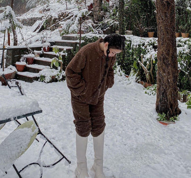 Teddy Co ord Set Coffee Brown For Women