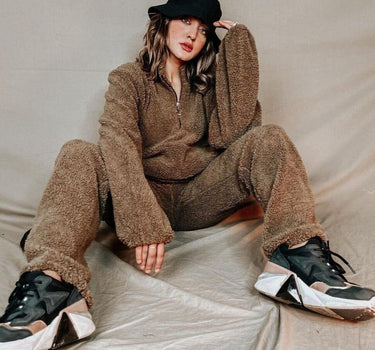 Teddy Co ord Set Coffee Brown For Women