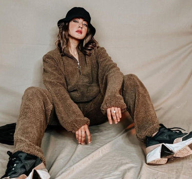 Teddy Co ord Set Coffee Brown For Women