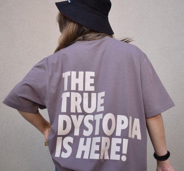 The Travis Scott Dystopia Oversized Tee (T-shirt) Oversized T-shirt Burger Bae Free size Plum 