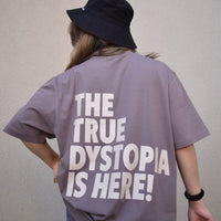 The Travis Scott Dystopia Oversized Tee (T-shirt) Oversized T-shirt Burger Bae Free size Plum 