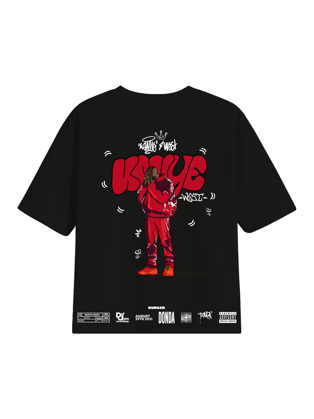 The Kanye West : Donda Cartoon art Drop Sleeved Tee for Men and Women