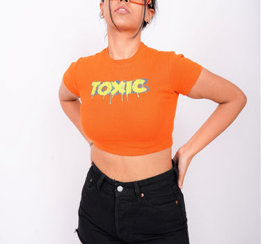 Toxic - Burger Bae Round Neck Crop Baby Tee - BurgerBae