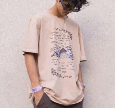 Travis Scott Astro World Oversized Tee (T-shirt) For Men Oversized T-shirt Burger Bae Free Size Beige 