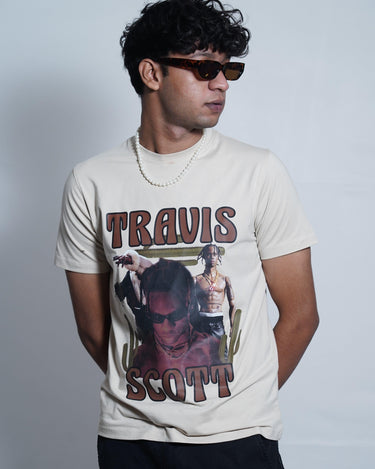 Travis Scott Vintage Tee (T-shirt) For Men T-shirt Burger Bae S Beige 
