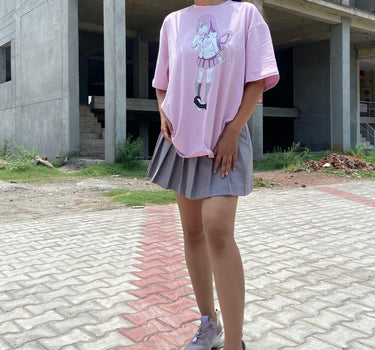 Tsuya Asui My Hero Academia Oversized Tee (T-shirt) Oversized T-shirt Burger Bae FreeSize Lilac 