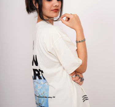 Van Gogh Collection: Almond Blossoms Drop-Sleeved Tee (Oversized) - BurgerBae