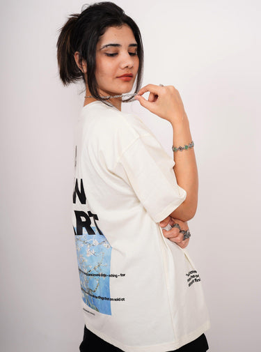 Van Gogh Collection: Almond Blossoms Drop-Sleeved Tee (Oversized) - BurgerBae