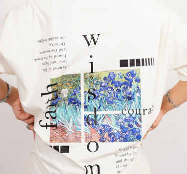 Van Gogh Collection: Irises Drop-Sleeved Tee (Oversized) - BurgerBae
