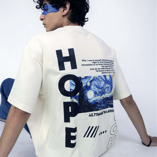 Van Gogh Collection: Starry Night Drop-Sleeved Tee (T-shirt) - BurgerBae