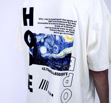 Van Gogh Collection: Starry Night Drop-Sleeved Tee (T-shirt) - BurgerBae