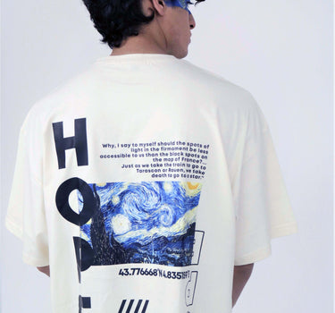 Van Gogh Collection: Starry Night Drop-Sleeved Tee (T-shirt) - BurgerBae