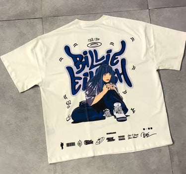 The Billie Eilish Cartoon Art Drop Sleeved Tee for Men and Women