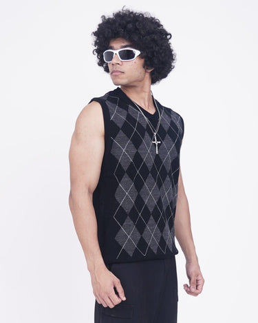 Vintage Sweater For Men Sweater Burger Bae S Black-Grey 