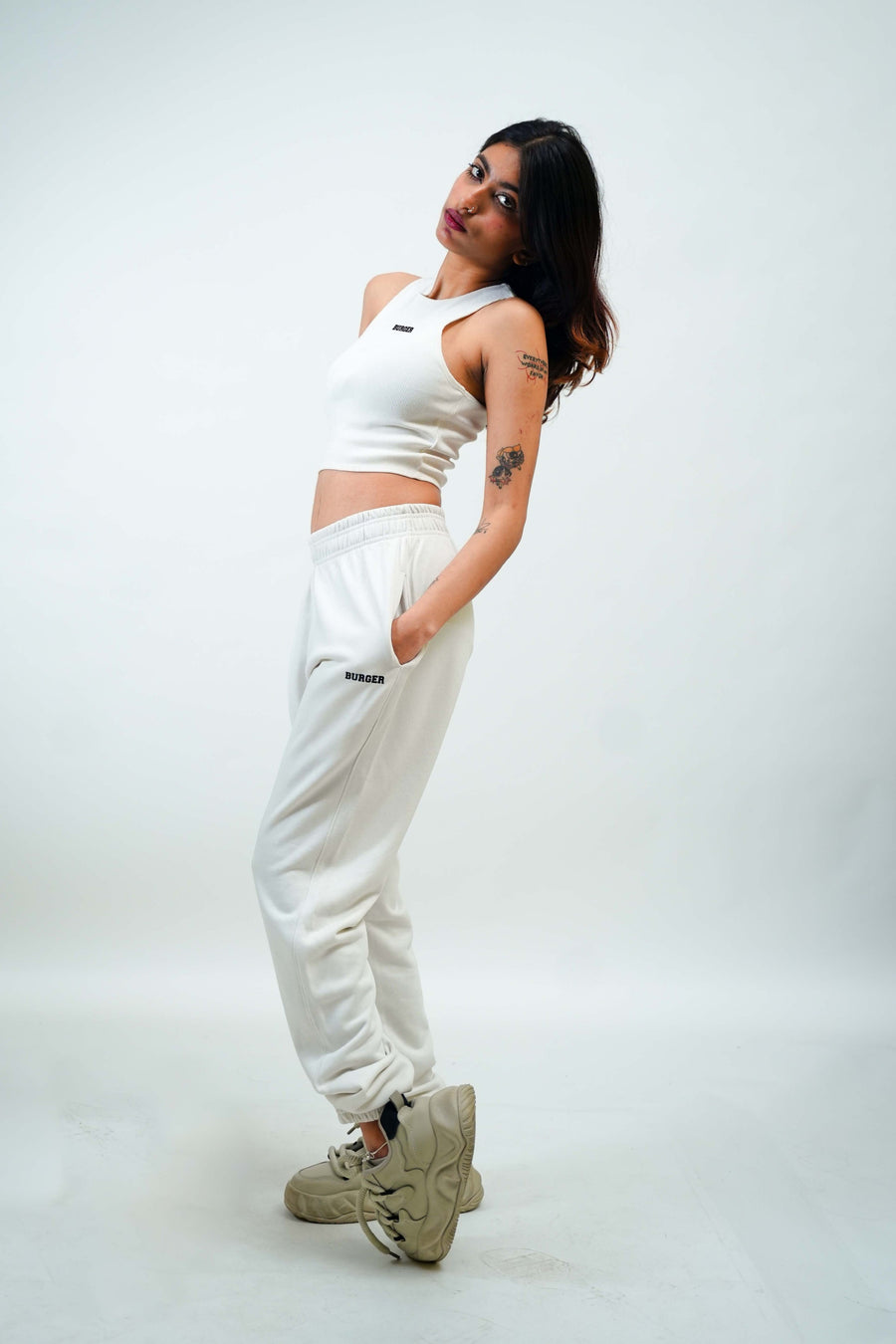 Gathered Jogger/Tracks (White) For Men And Women