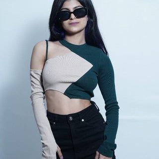 Natalia Top Tops Burger Bae XS BottleGreen-Beige 