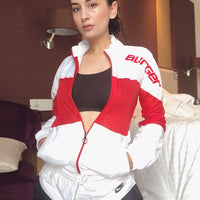 Revolt Jacket Women jacket Burger Bae Free Size White-Red 