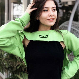 Burger Bust Crop Sweat Sweatshirt Burger Bae Free size Neon Green 